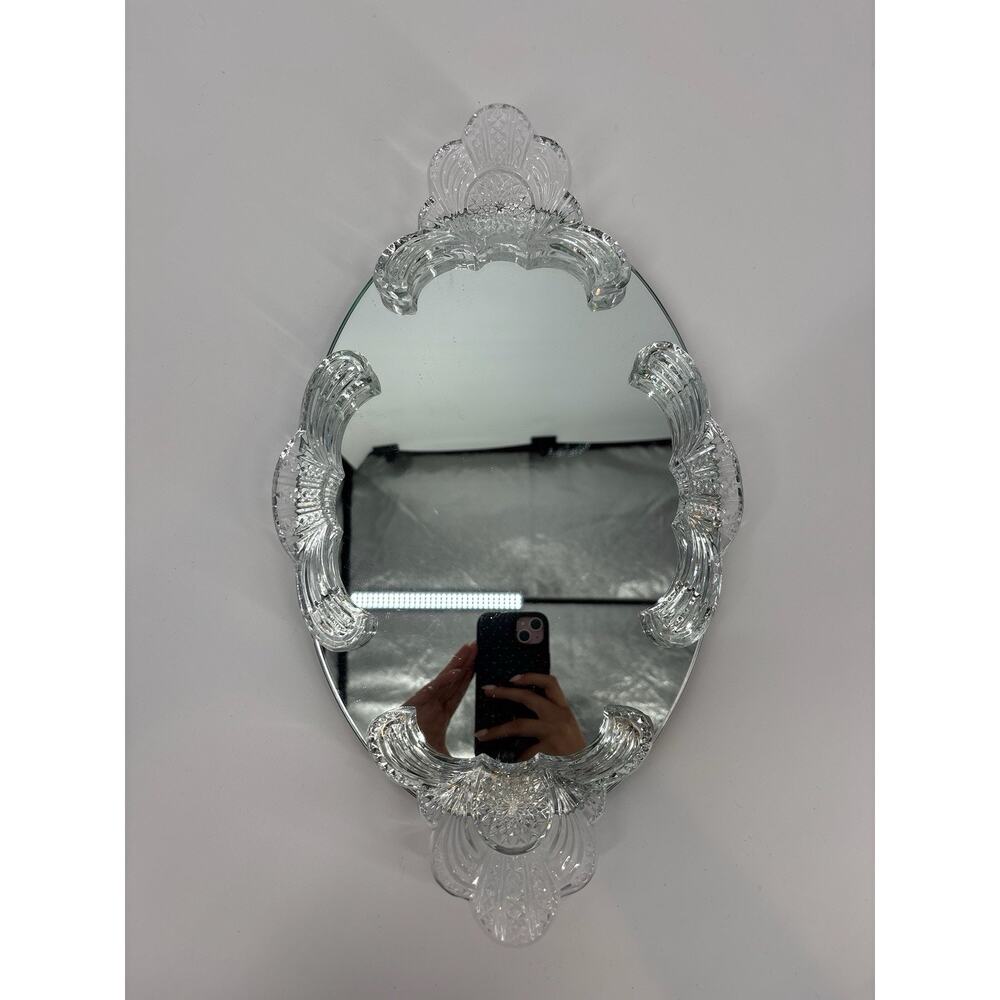 VTG. EXQUISITE LEAD CRYSTAL GLASS VANITY MIRRORED DRESSER TRAY 18 1/2" x 10 1/4" - Picture 4 of 8